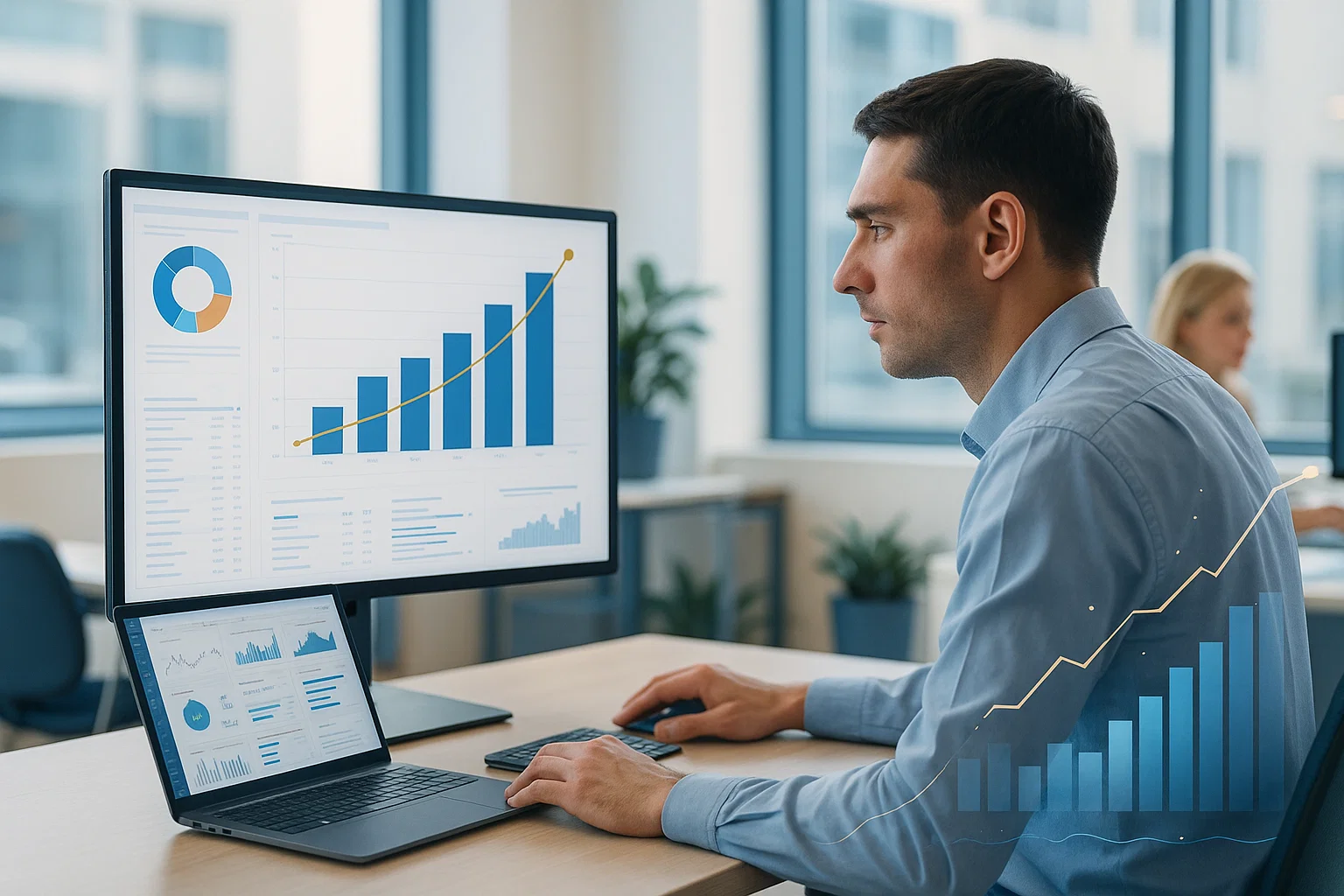 SEO analyst tracking accounting website performance and analyzing growth metrics.
